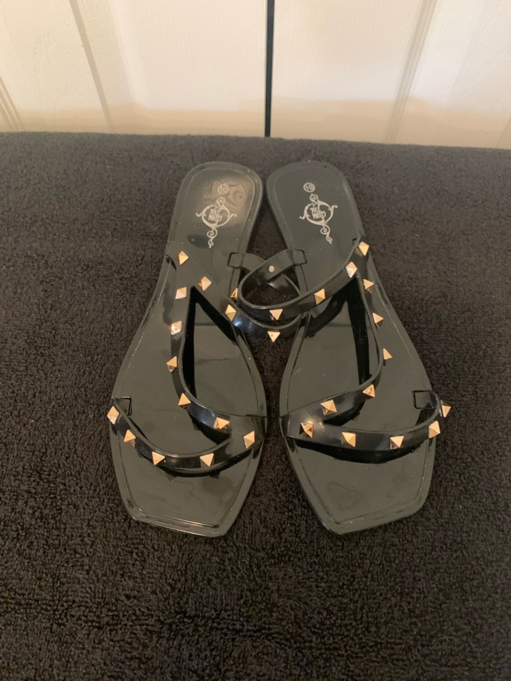 Black Studded Jelly Sandals